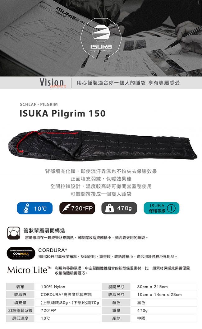 【山野賣客】日本【ISUKA】Pilgrim 150睡袋