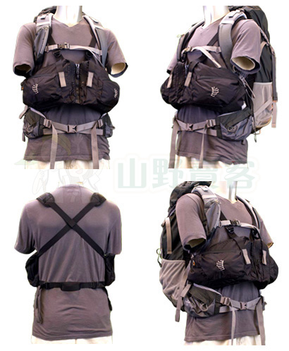 美國RIBZ 多功能旅行胸前袋(黑) 登山背包 證件包 釣魚背心 RI-BLKS1111