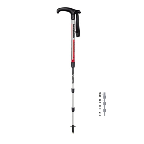 【山野賣客】義大利 Masters MA01S6319 Super Pocketrek超短寶特 四節 航太級鋁合金 銀/紅 登山杖 手杖 拐杖